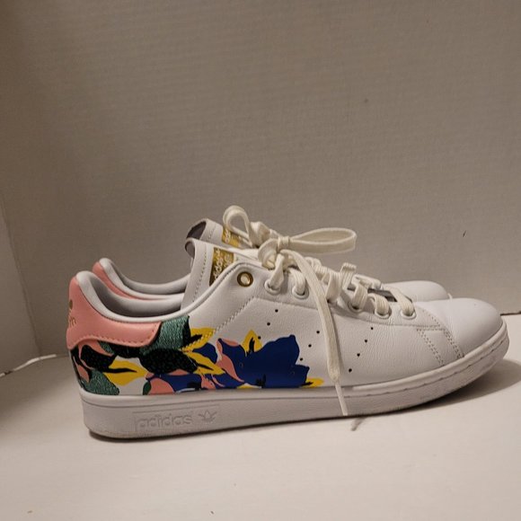 Adidas Stan Smith Sneaker White/Pink/Green/Blue/Yellow Lace up Closure Size 10 - Picture 2 of 13